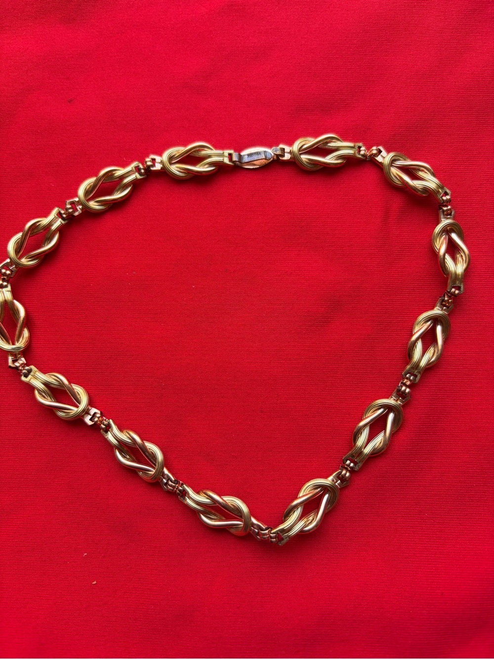 Antique Art Deco 12K GF Love Knot Link two tone Choker Necklace - 15” long - Picture 2 of 4